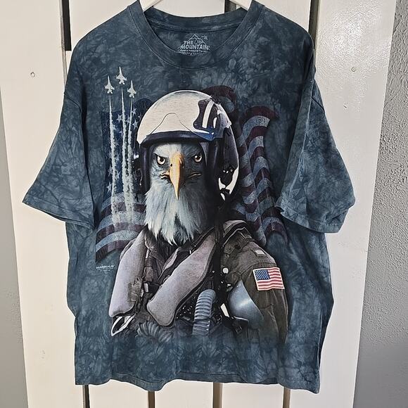 The Mountain Eagle Patriot Pilot Tie-Dye TShirt XL Blue Vincent Hie Animal USA - Picture 1 of 7